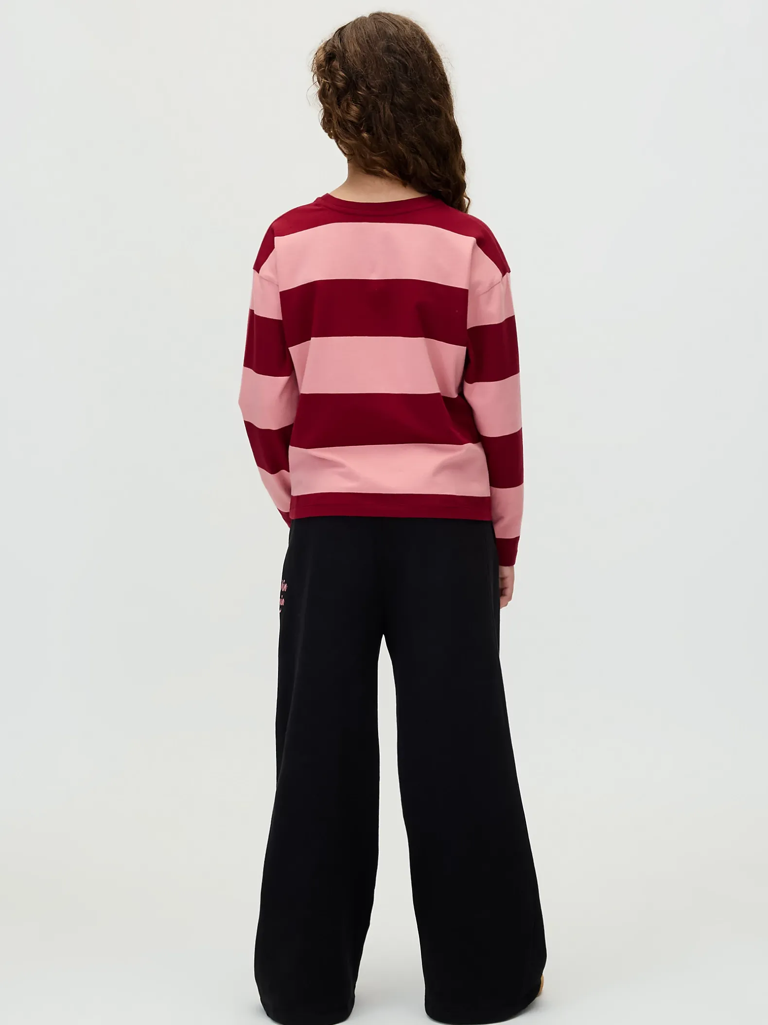 Pintuck joggingbroek met wijde pijp