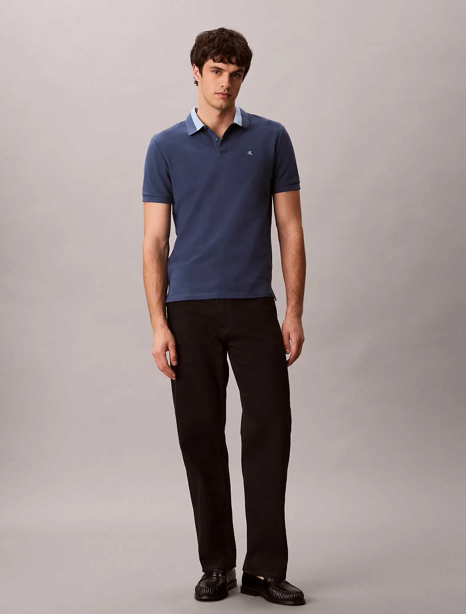 Piqué poloshirt met contrasterende kraag