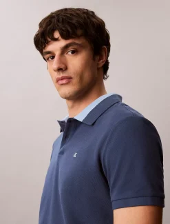 Piqué poloshirt met contrasterende kraag