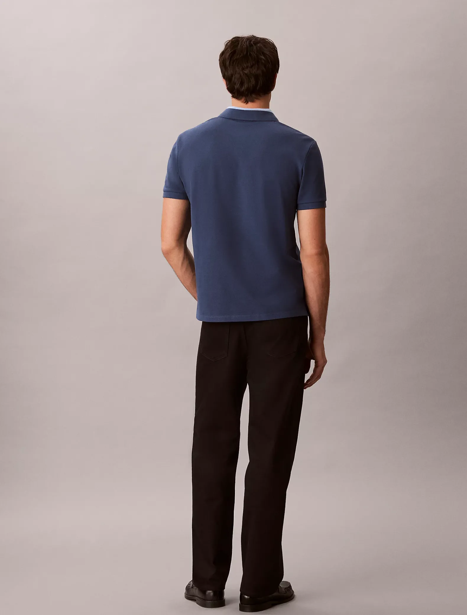 Piqué poloshirt met contrasterende kraag