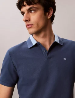 Piqué poloshirt met contrasterende kraag