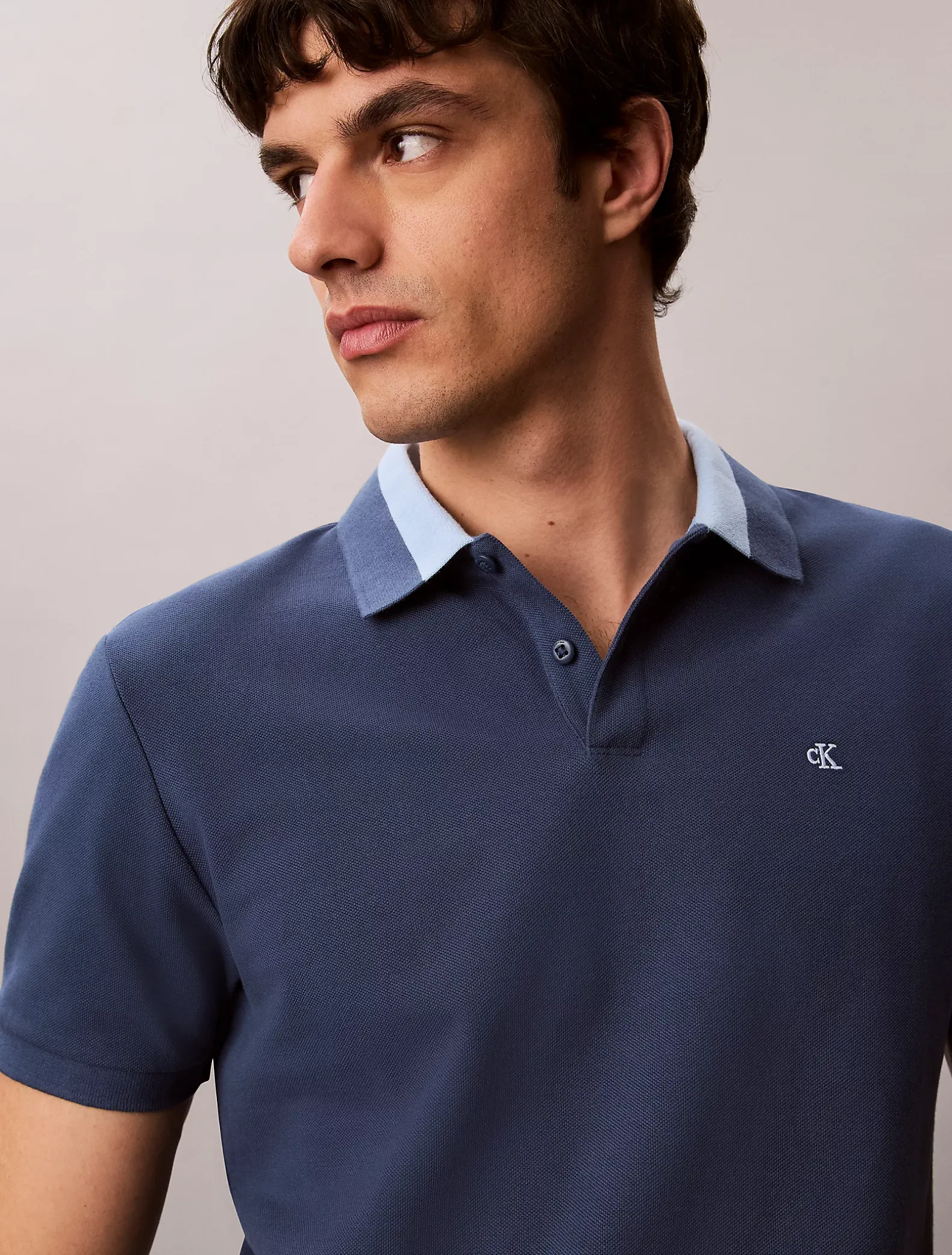 Piqué poloshirt met contrasterende kraag