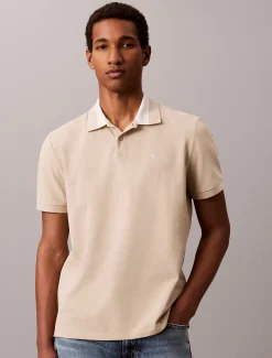 Piqué poloshirt met contrasterende kraag