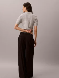 Pointelle polo met korte mouwen