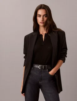Pointelle polo met korte mouwen