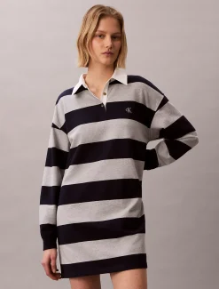 Polo mini-jurk met varsity streep