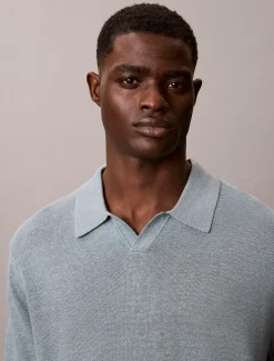 Poloshirt met open kraag van linnenmix
