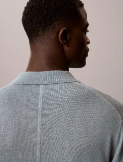 Poloshirt met open kraag van linnenmix