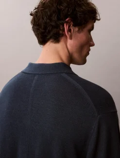 Poloshirt met open kraag van linnenmix