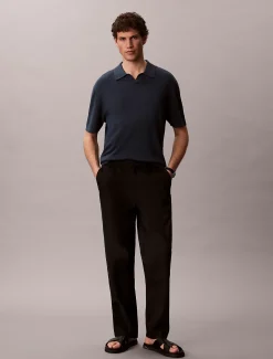 Poloshirt met open kraag van linnenmix