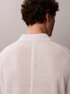 Poloshirt met open kraag van linnenmix
