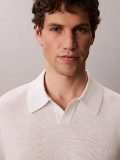 Poloshirt met open kraag van linnenmix