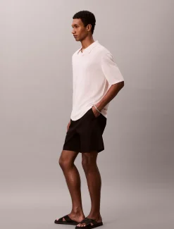 Poloshirt met open kraag van linnenmix