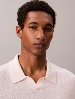 Poloshirt met open kraag van linnenmix