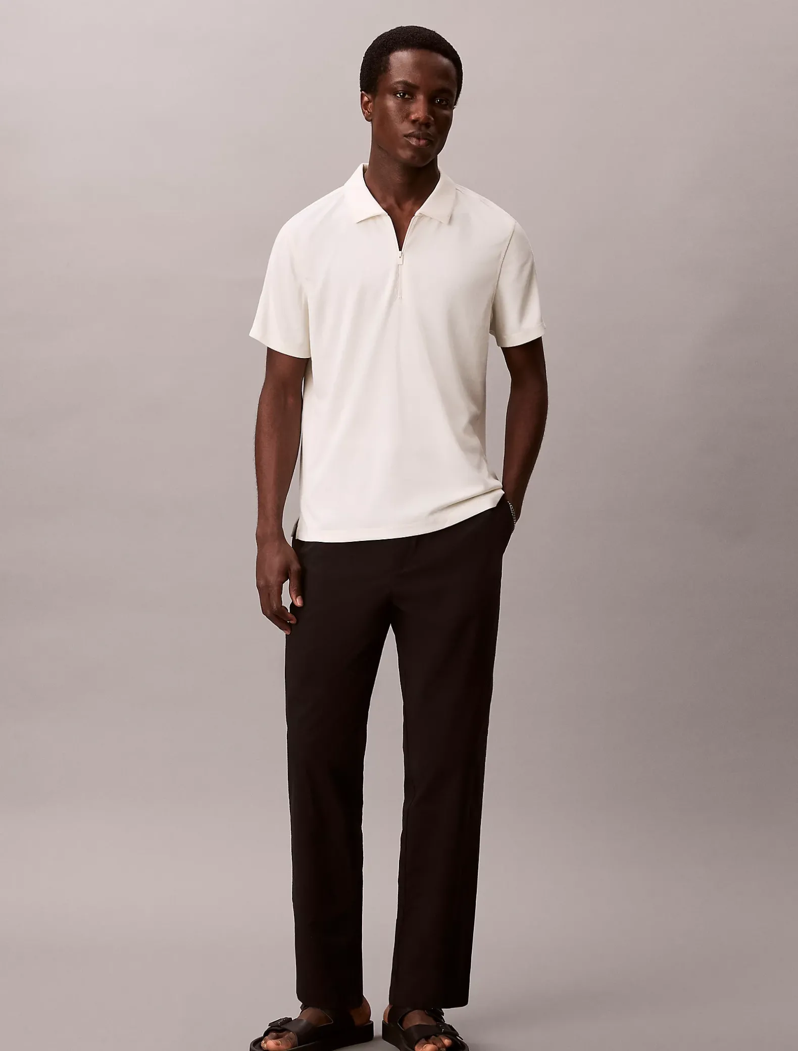 Poloshirt van stretch mesh met slim fit