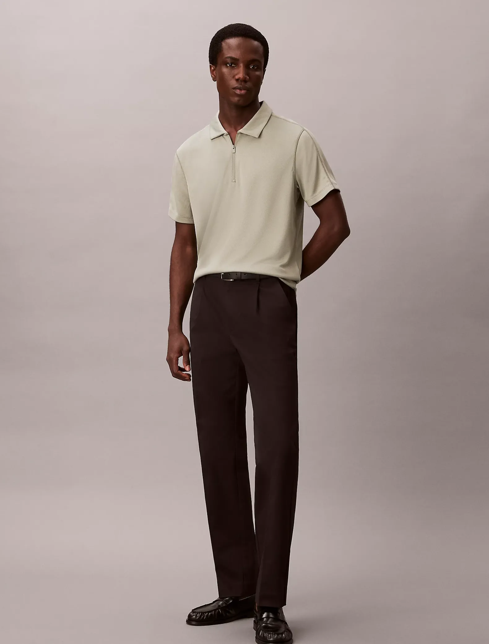 Poloshirt van stretch mesh met slim fit