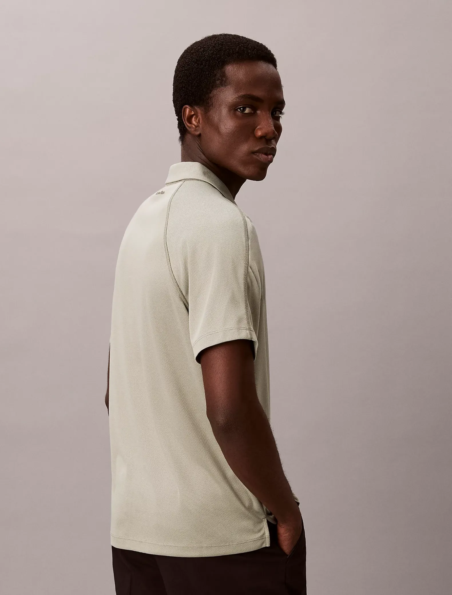 Poloshirt van stretch mesh met slim fit