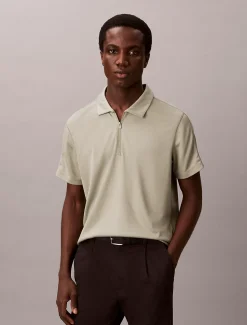 Poloshirt van stretch mesh met slim fit