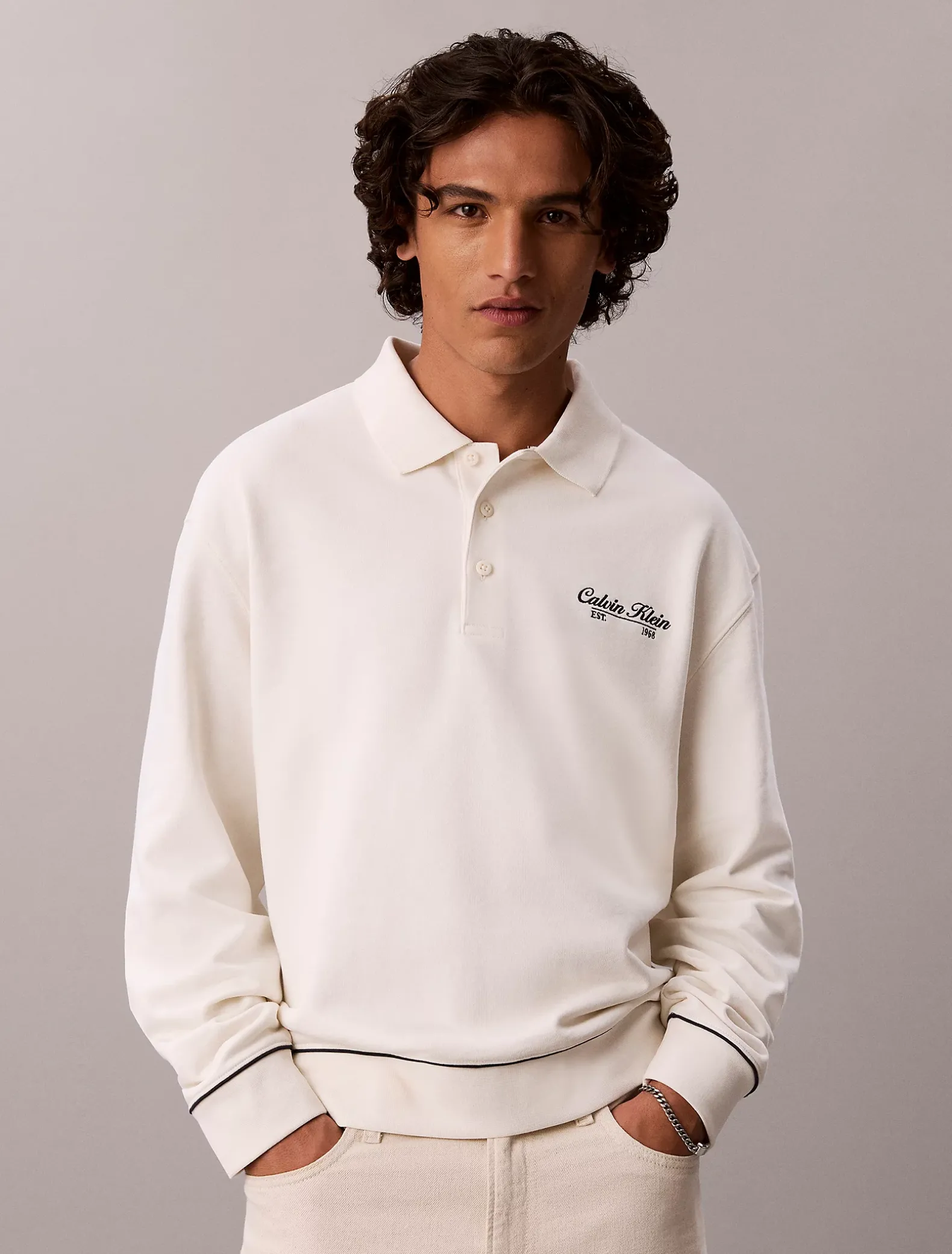 Polo sweatshirt met geborduurd logo