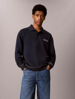 Polo sweatshirt met geborduurd logo