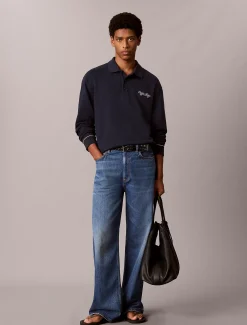 Polo sweatshirt met geborduurd logo