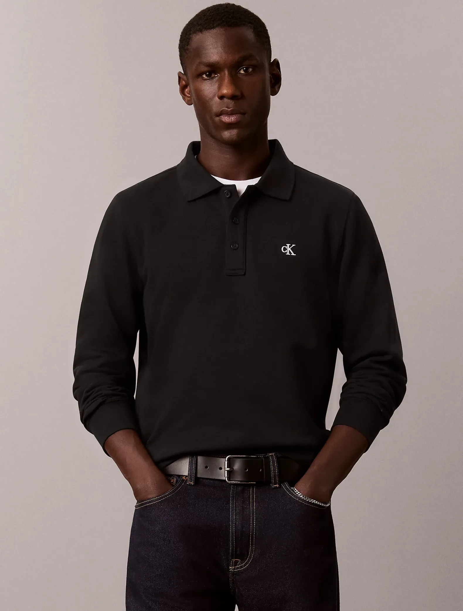 Polo sweatshirt van badstofkatoen