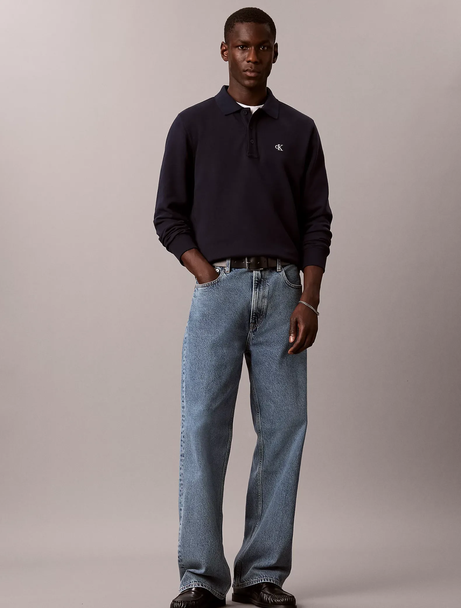 Polo sweatshirt van badstofkatoen