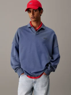 Polo sweatshirt van badstofkatoen