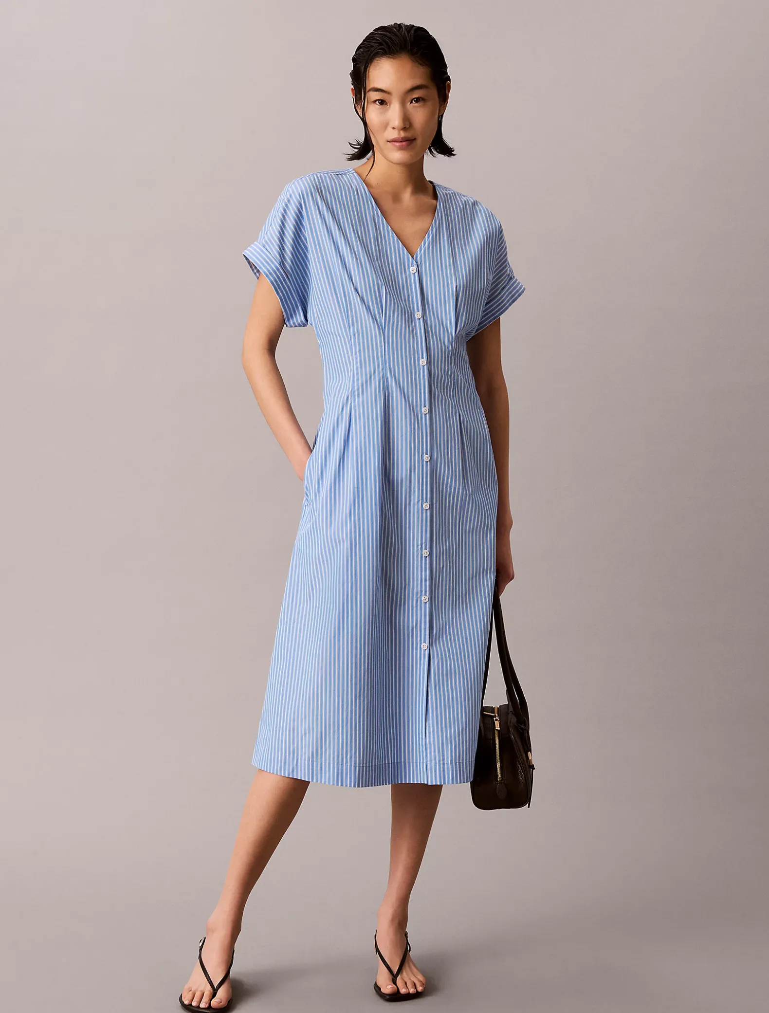 Poplinkatoenen button-down overhemdjurk