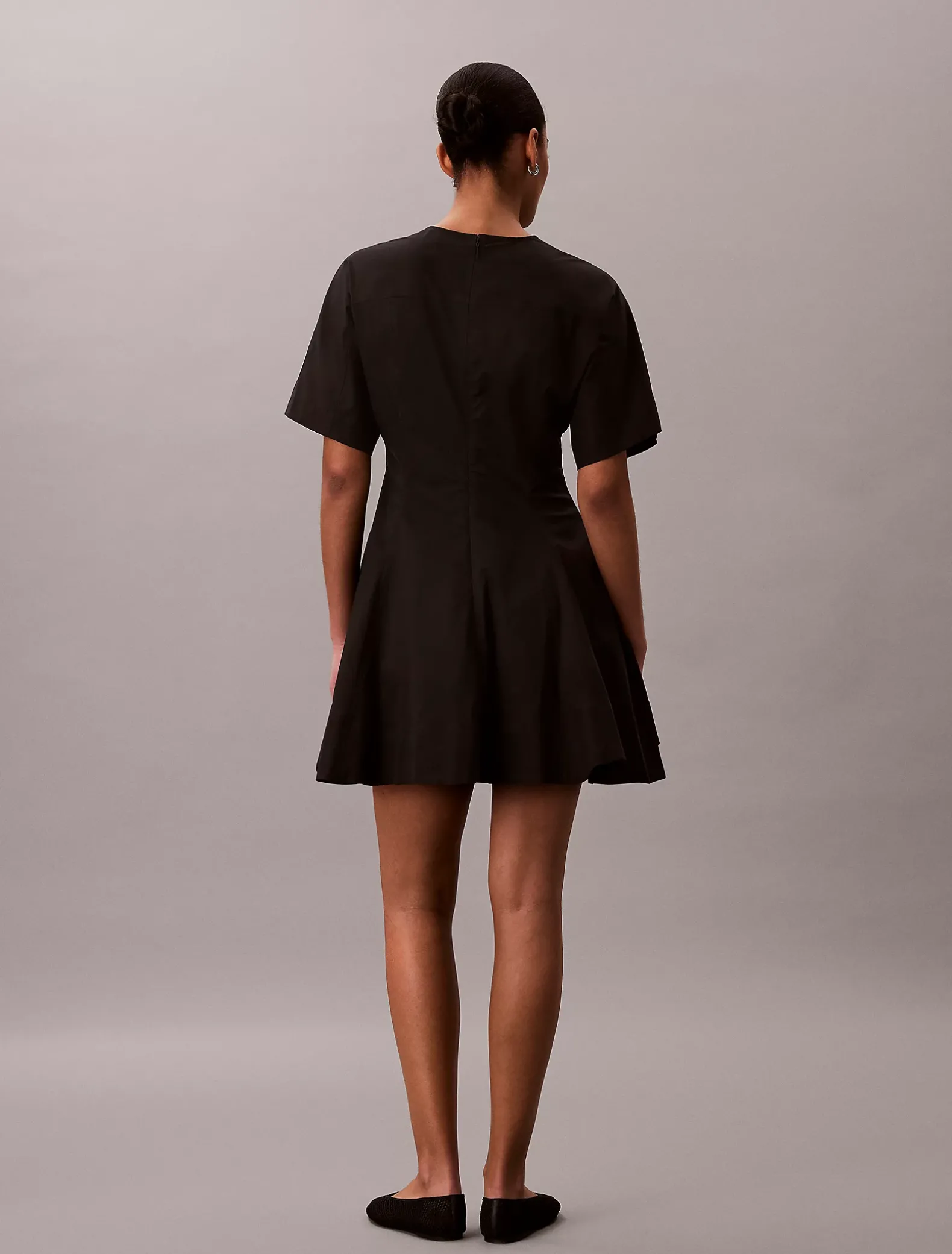 Poplin mini-jurk met korte mouwen