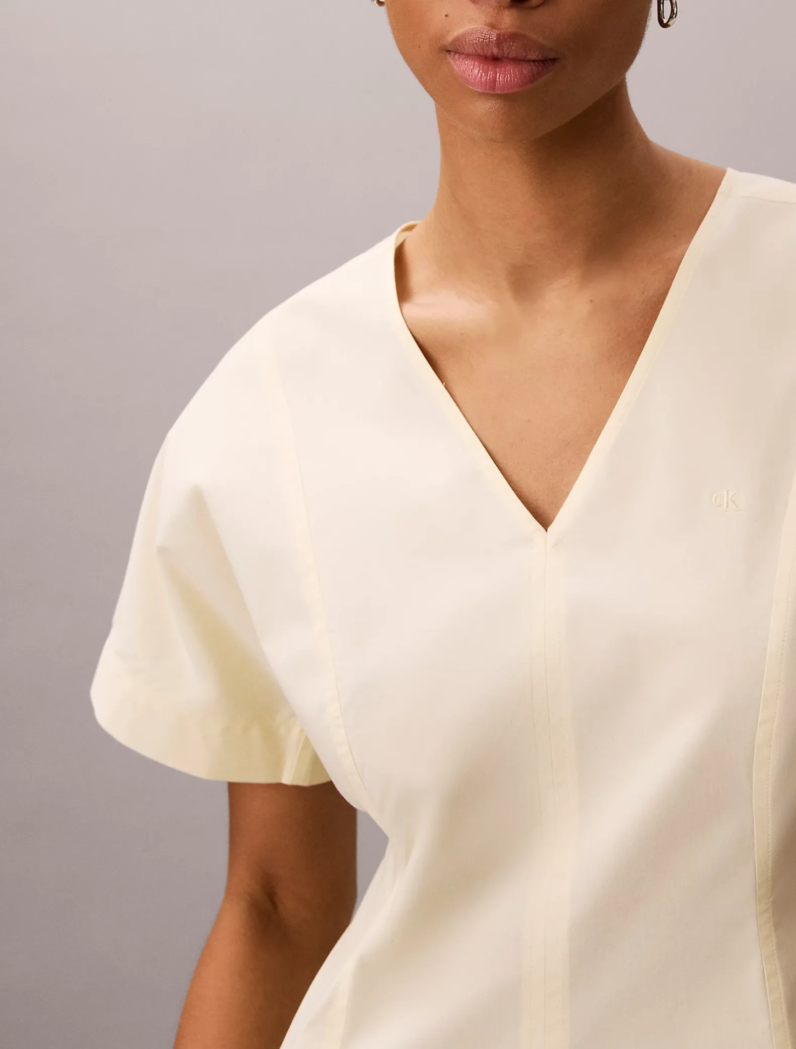 Poplin mini-jurk met korte mouwen