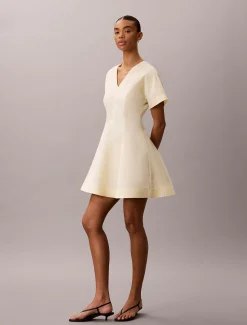 Poplin mini-jurk met korte mouwen