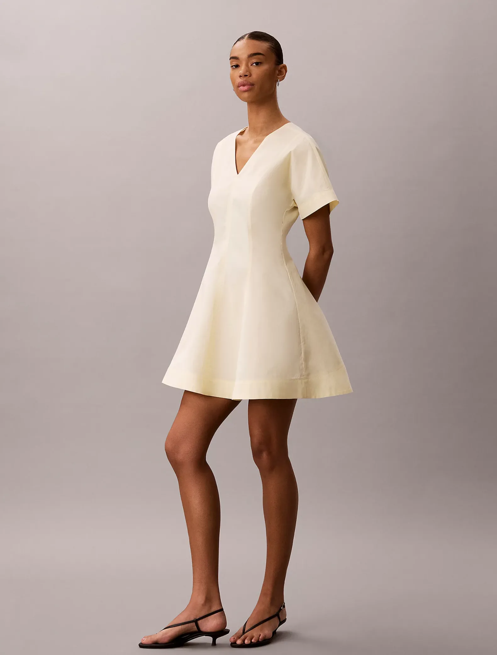 Poplin mini-jurk met korte mouwen
