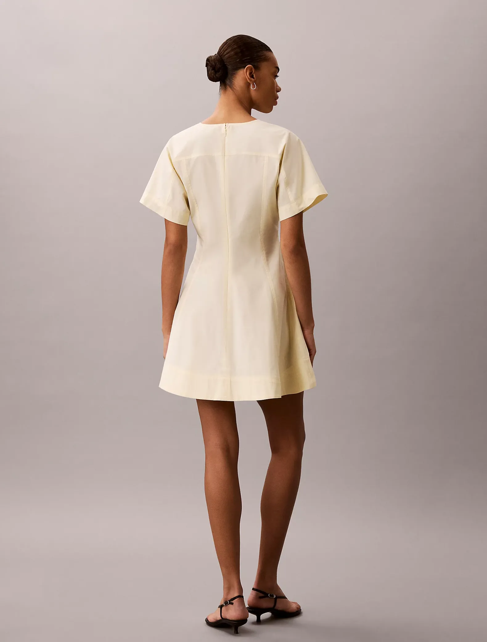 Poplin mini-jurk met korte mouwen