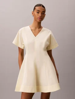 Poplin mini-jurk met korte mouwen
