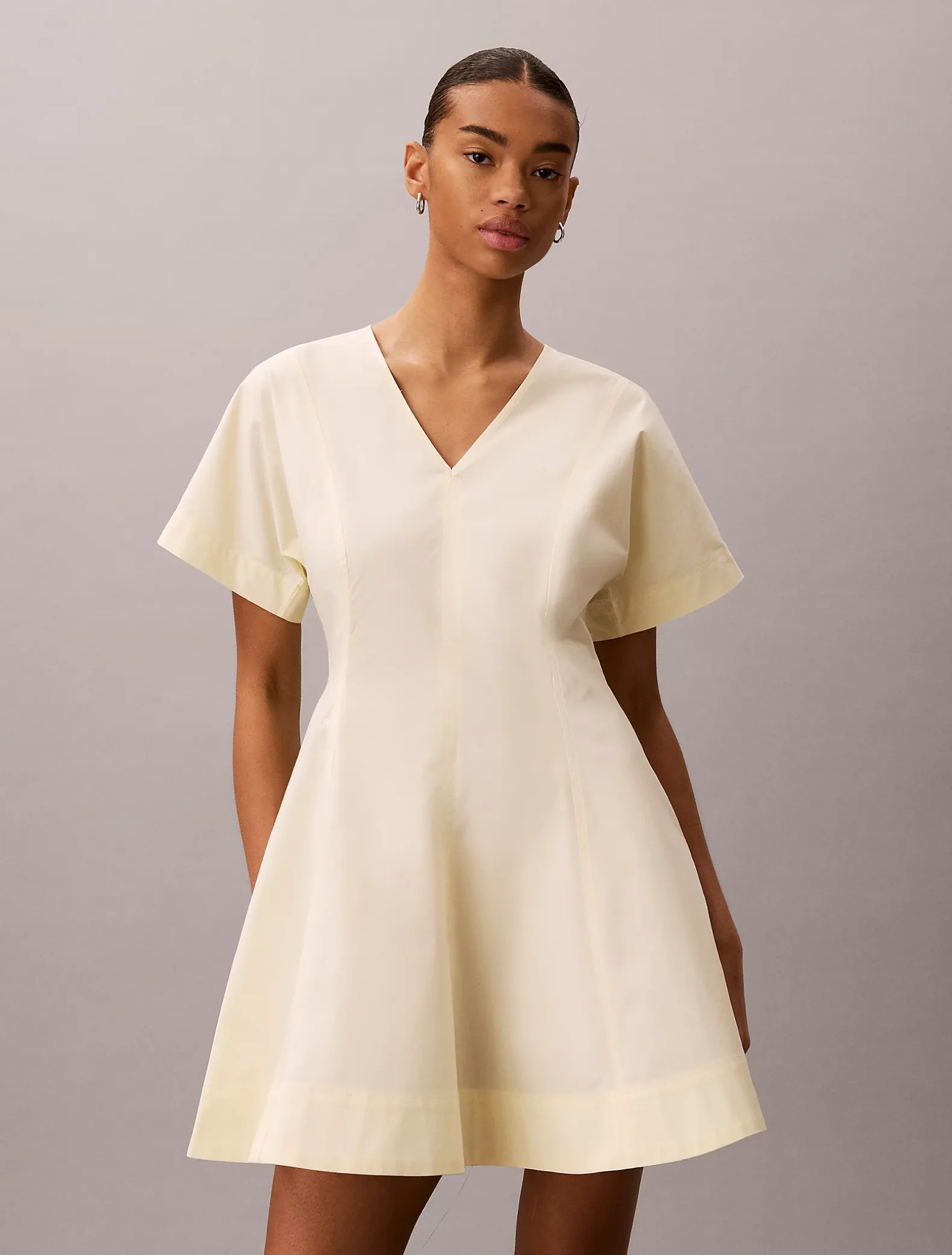 Poplin mini-jurk met korte mouwen