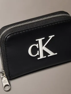 Portemonnee met monogram in reliëf en rits