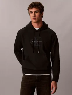 Premium badstoffen denim hoodie met logo