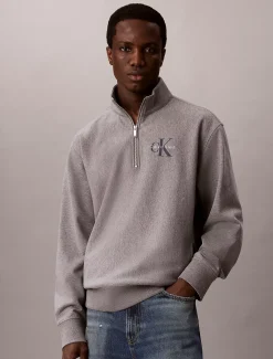 Premium badstoffen sweatshirt met kwart rits