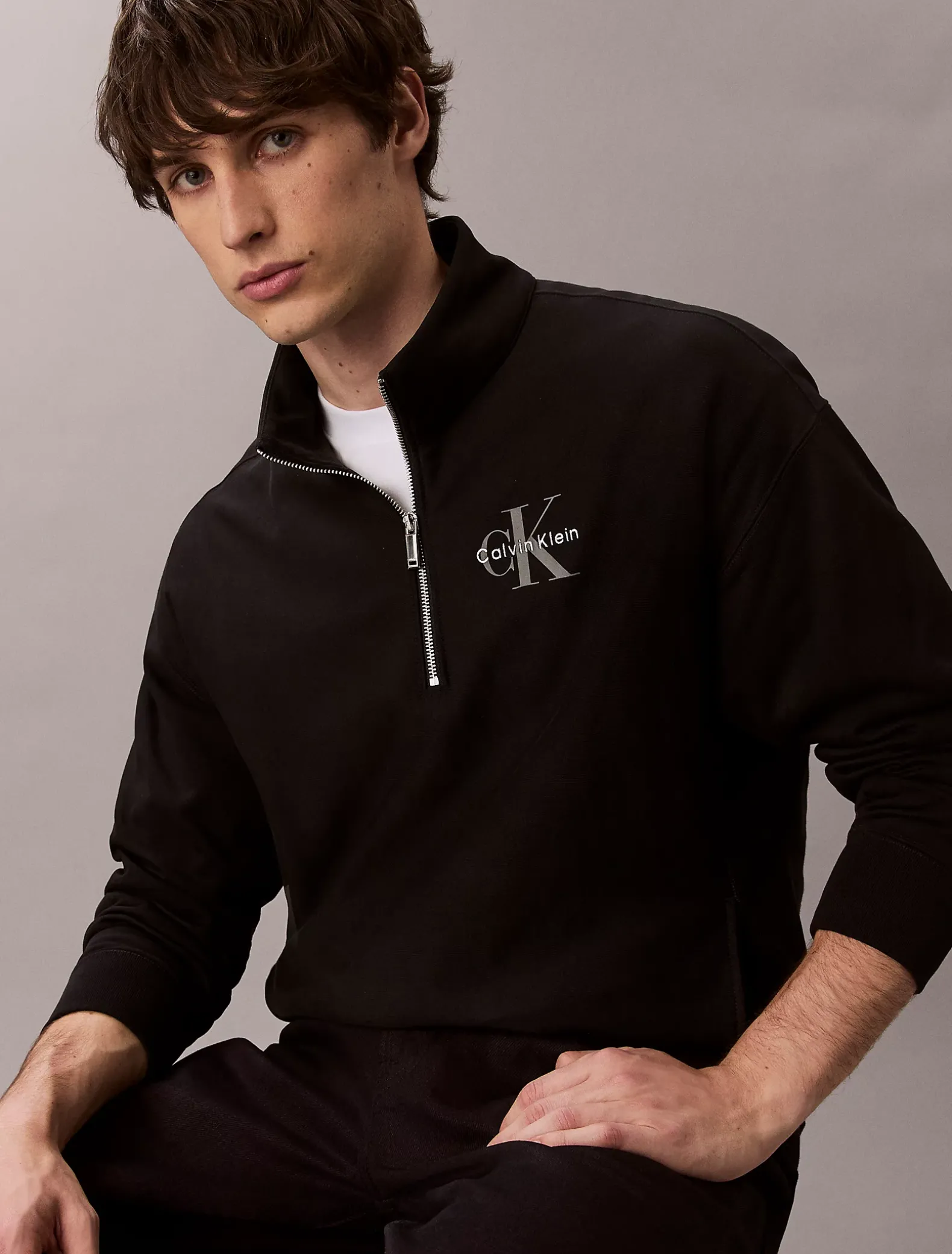Premium badstoffen sweatshirt met kwart rits