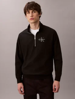 Premium badstoffen sweatshirt met kwart rits