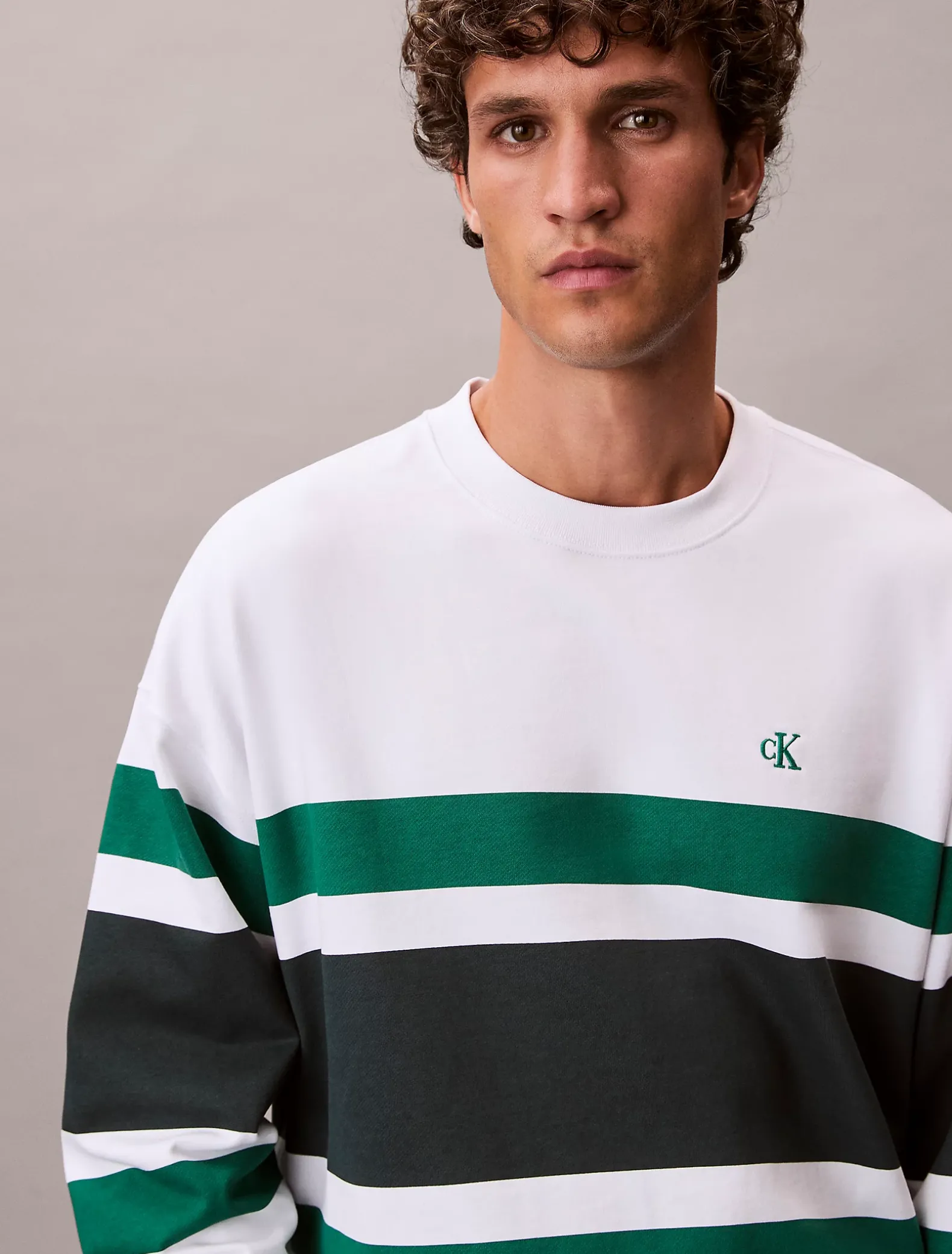 Premium badstoffen sweatshirt met blokstreep