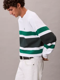 Premium badstoffen sweatshirt met blokstreep