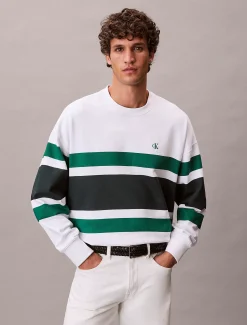Premium badstoffen sweatshirt met blokstreep