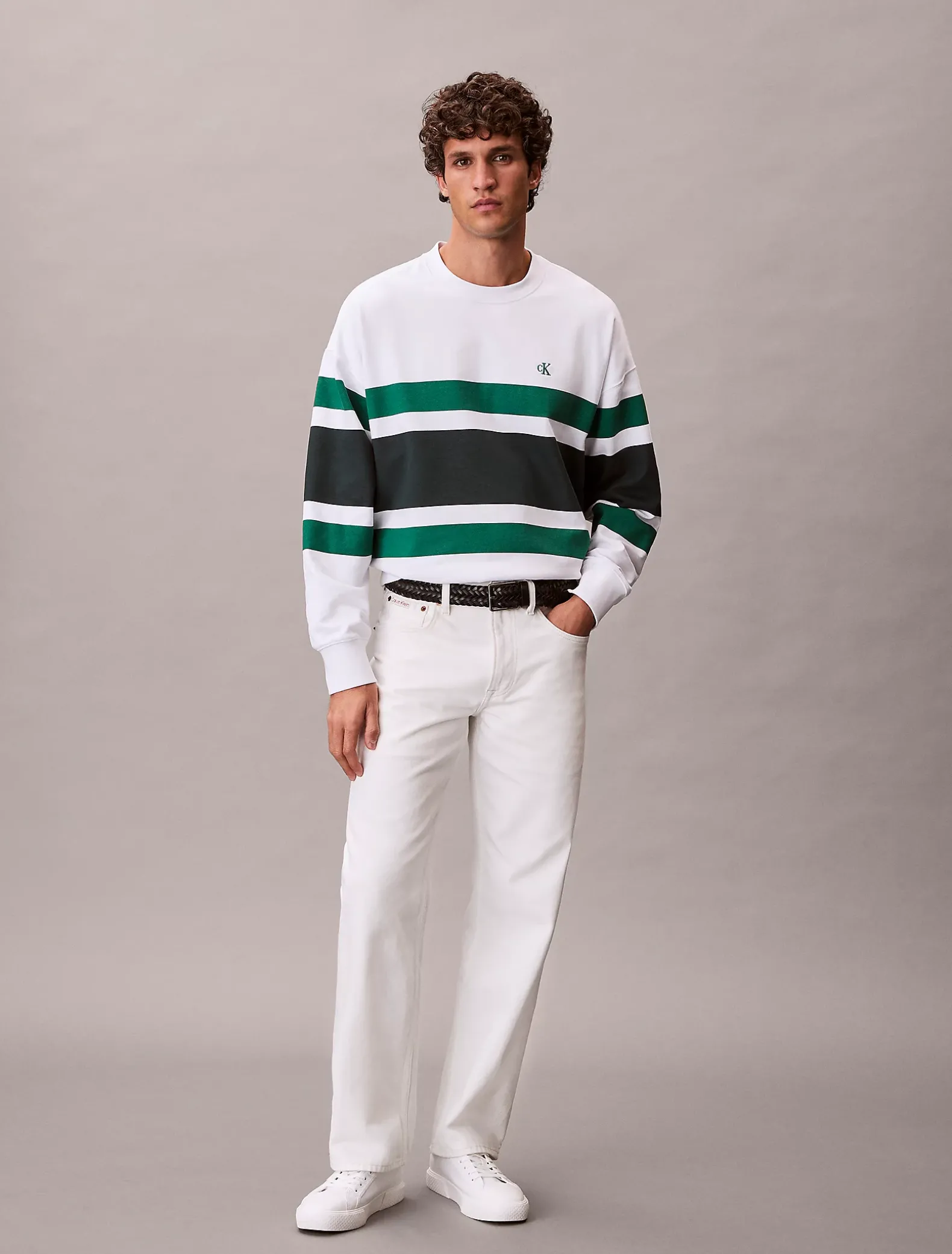 Premium badstoffen sweatshirt met blokstreep