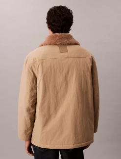 Puffer car coat met sherpakraag
