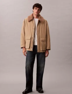 Puffer car coat met sherpakraag