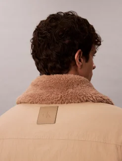 Puffer car coat met sherpakraag