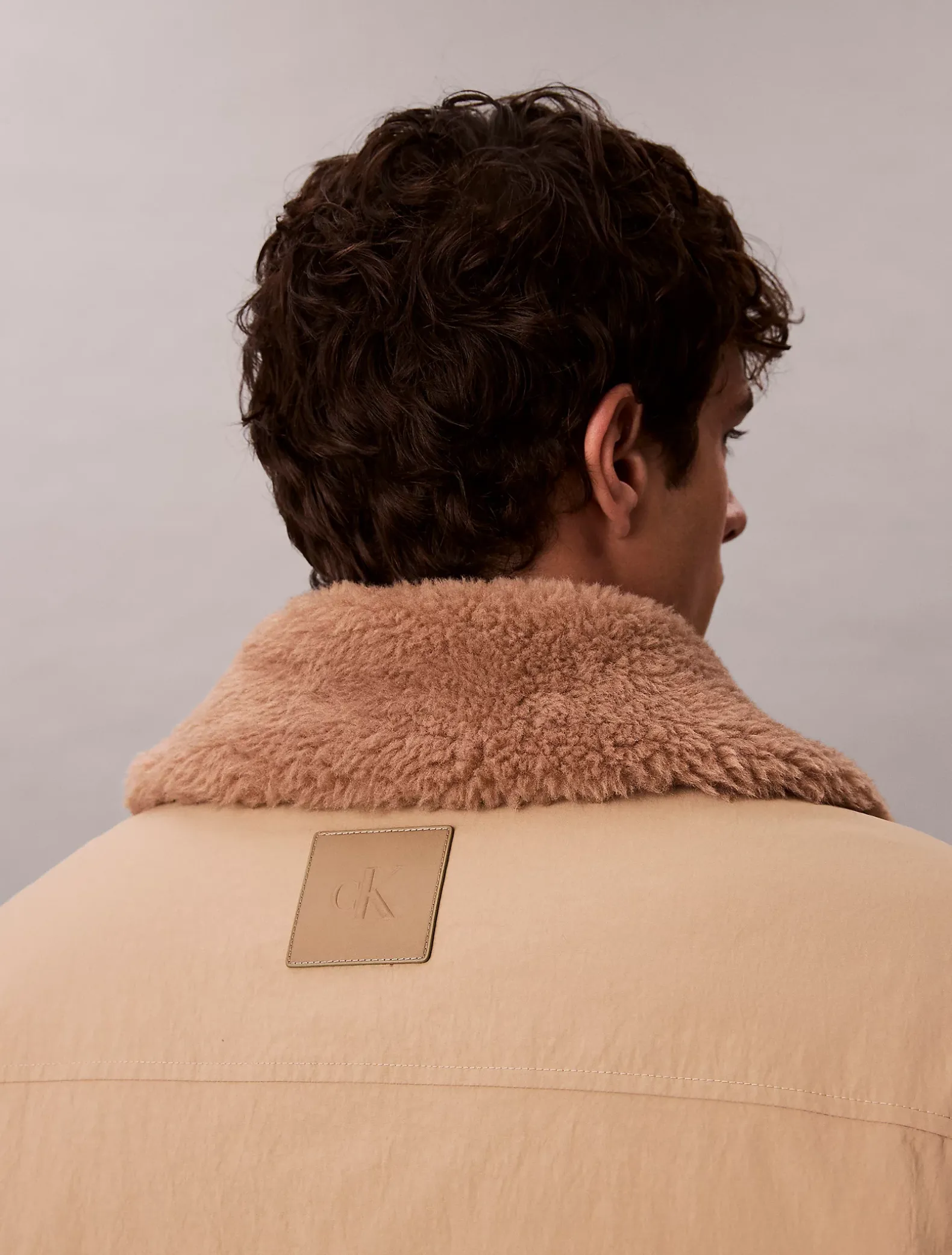 Puffer car coat met sherpakraag