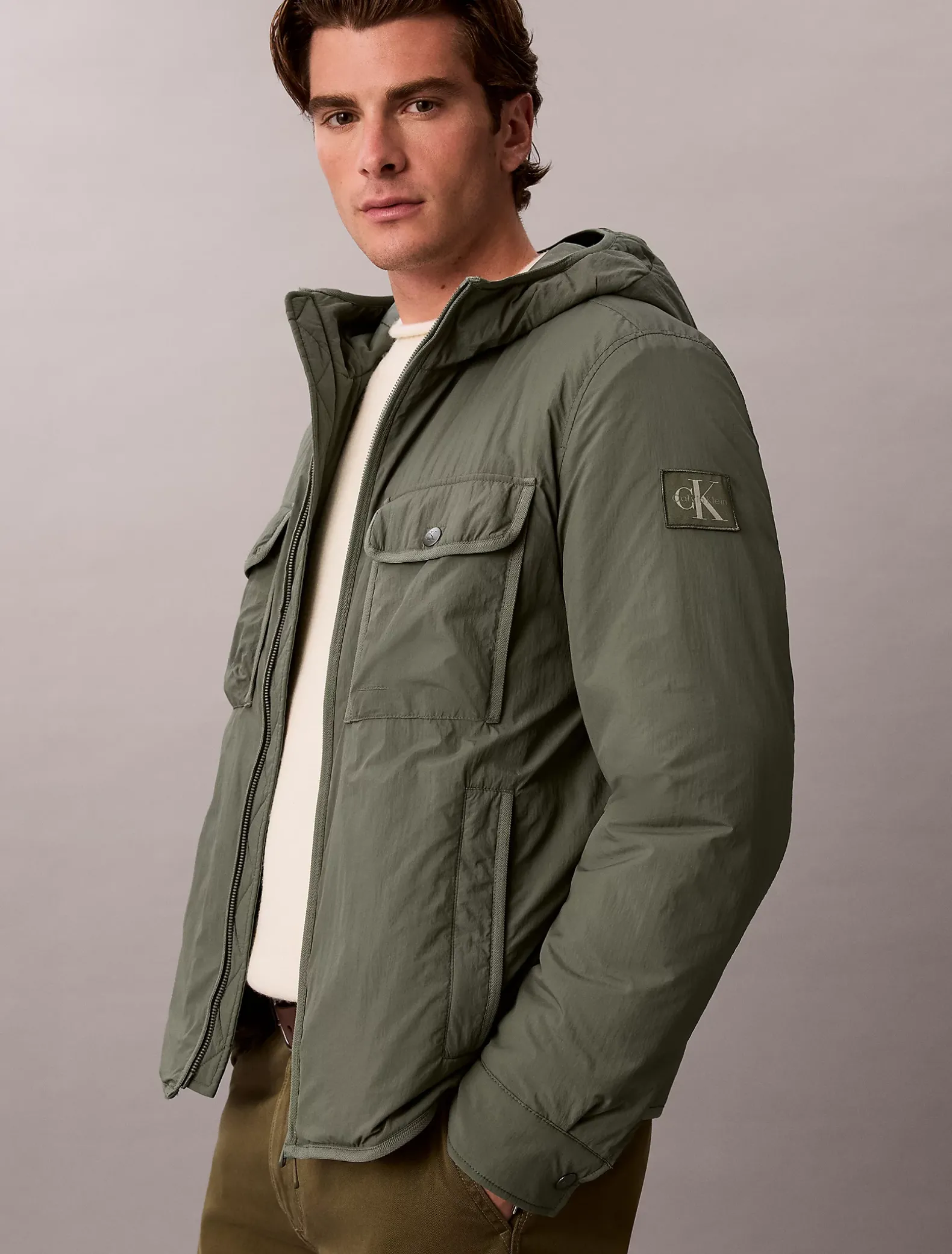 Pufferjack van gekreukt nylon